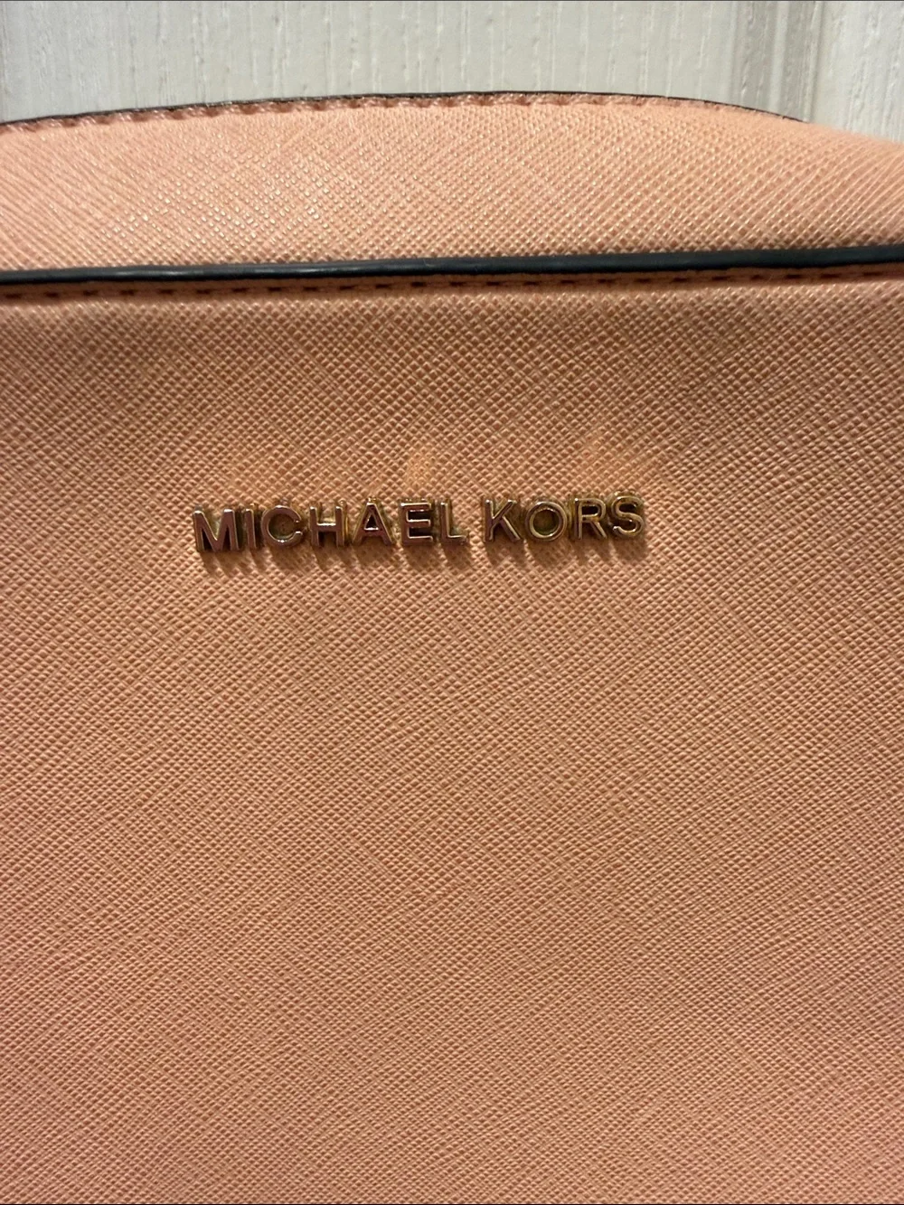 Michael Kors Peach Crossbody with Gold Chain Strap